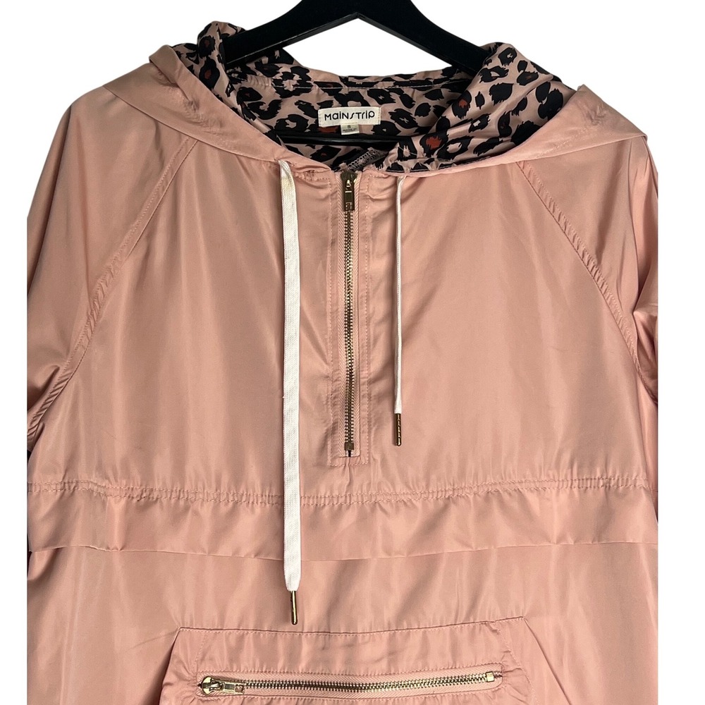 Mainstrip Womens Pink Leopard Print Hooded Anorak Windbreaker Jacket Small - Picture 2 of 8